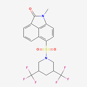 molecular formula C19H16F6N2O3S B7433450 6-[3,5-Bis(trifluoromethyl)piperidin-1-yl]sulfonyl-1-methylbenzo[cd]indol-2-one 