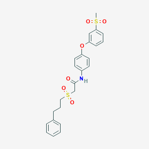 molecular formula C24H25NO6S2 B7433462 N-[4-(3-methylsulfonylphenoxy)phenyl]-2-(3-phenylpropylsulfonyl)acetamide 