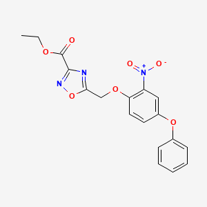 molecular formula C18H15N3O7 B7433468 Ethyl 5-[(2-nitro-4-phenoxyphenoxy)methyl]-1,2,4-oxadiazole-3-carboxylate 