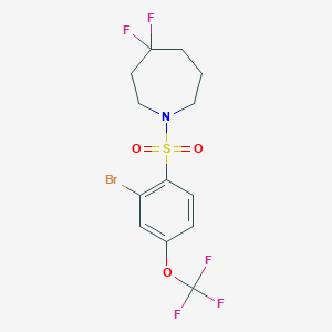molecular formula C13H13BrF5NO3S B7433492 1-[2-Bromo-4-(trifluoromethoxy)phenyl]sulfonyl-4,4-difluoroazepane 