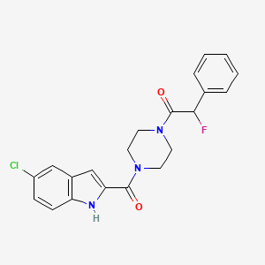 molecular formula C21H19ClFN3O2 B7433500 1-[4-(5-chloro-1H-indole-2-carbonyl)piperazin-1-yl]-2-fluoro-2-phenylethanone 