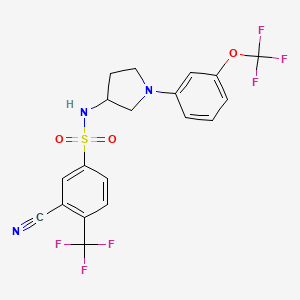 molecular formula C19H15F6N3O3S B7433539 3-cyano-N-[1-[3-(trifluoromethoxy)phenyl]pyrrolidin-3-yl]-4-(trifluoromethyl)benzenesulfonamide 