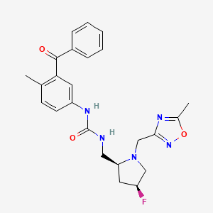 molecular formula C24H26FN5O3 B7433547 1-(3-benzoyl-4-methylphenyl)-3-[[(2S,4S)-4-fluoro-1-[(5-methyl-1,2,4-oxadiazol-3-yl)methyl]pyrrolidin-2-yl]methyl]urea 