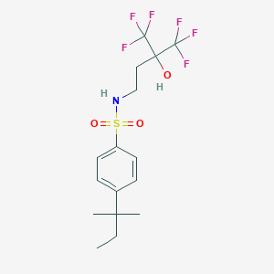 molecular formula C16H21F6NO3S B7433548 4-(2-methylbutan-2-yl)-N-[4,4,4-trifluoro-3-hydroxy-3-(trifluoromethyl)butyl]benzenesulfonamide 