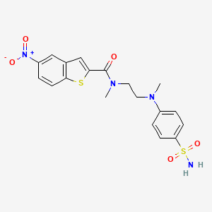 molecular formula C19H20N4O5S2 B7433551 N-methyl-N-[2-(N-methyl-4-sulfamoylanilino)ethyl]-5-nitro-1-benzothiophene-2-carboxamide 