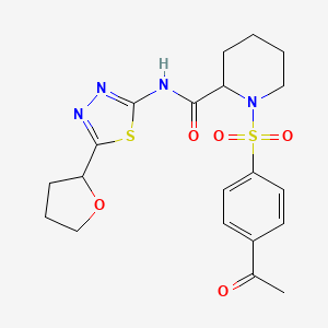 1-(4-acetylphenyl)sulfonyl-N-[5-(oxolan-2-yl)-1,3,4-thiadiazol-2-yl]piperidine-2-carboxamide