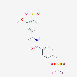 molecular formula C19H21F2NO6S2 B7433564 4-(difluoromethylsulfonylmethyl)-N-[1-(3-methoxy-4-methylsulfonylphenyl)ethyl]benzamide 