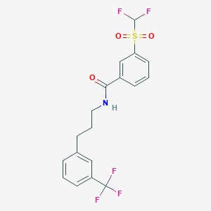 molecular formula C18H16F5NO3S B7433572 3-(difluoromethylsulfonyl)-N-[3-[3-(trifluoromethyl)phenyl]propyl]benzamide 