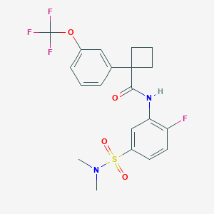 molecular formula C20H20F4N2O4S B7433590 N-[5-(dimethylsulfamoyl)-2-fluorophenyl]-1-[3-(trifluoromethoxy)phenyl]cyclobutane-1-carboxamide 