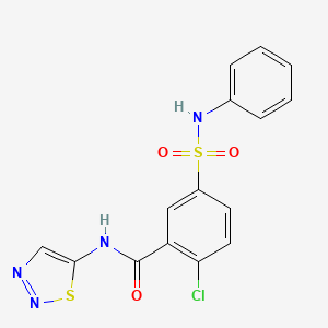 molecular formula C15H11ClN4O3S2 B7433598 2-chloro-5-(phenylsulfamoyl)-N-(thiadiazol-5-yl)benzamide 