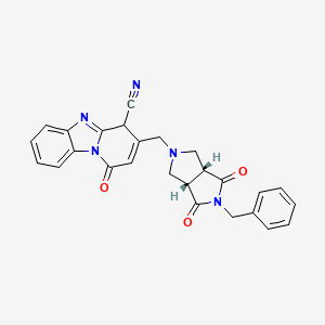 molecular formula C26H21N5O3 B7433608 3-[[(3aS,6aR)-5-benzyl-4,6-dioxo-1,3,3a,6a-tetrahydropyrrolo[3,4-c]pyrrol-2-yl]methyl]-1-oxo-4H-pyrido[1,2-a]benzimidazole-4-carbonitrile 