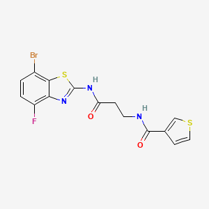 molecular formula C15H11BrFN3O2S2 B7433612 N-[3-[(7-bromo-4-fluoro-1,3-benzothiazol-2-yl)amino]-3-oxopropyl]thiophene-3-carboxamide 