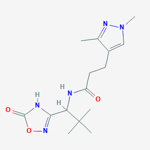 molecular formula C15H23N5O3 B7433639 N-[2,2-dimethyl-1-(5-oxo-4H-1,2,4-oxadiazol-3-yl)propyl]-3-(1,3-dimethylpyrazol-4-yl)propanamide 