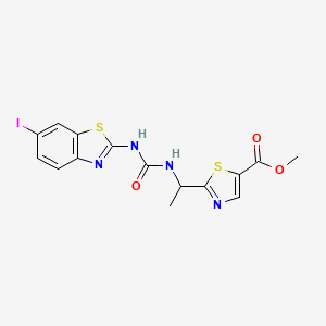 molecular formula C15H13IN4O3S2 B7433642 Methyl 2-[1-[(6-iodo-1,3-benzothiazol-2-yl)carbamoylamino]ethyl]-1,3-thiazole-5-carboxylate 