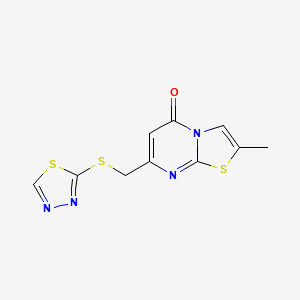 molecular formula C10H8N4OS3 B7433647 2-Methyl-7-(1,3,4-thiadiazol-2-ylsulfanylmethyl)-[1,3]thiazolo[3,2-a]pyrimidin-5-one 