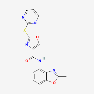 molecular formula C16H11N5O3S B7433651 N-(2-methyl-1,3-benzoxazol-4-yl)-2-pyrimidin-2-ylsulfanyl-1,3-oxazole-4-carboxamide 