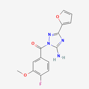 molecular formula C14H11FN4O3 B7433669 [5-Amino-3-(furan-2-yl)-1,2,4-triazol-1-yl]-(4-fluoro-3-methoxyphenyl)methanone 