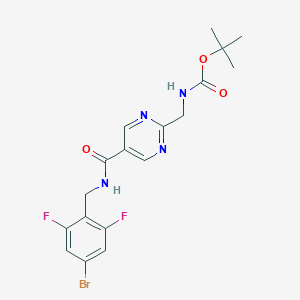 molecular formula C18H19BrF2N4O3 B7433673 tert-butyl N-[[5-[(4-bromo-2,6-difluorophenyl)methylcarbamoyl]pyrimidin-2-yl]methyl]carbamate 