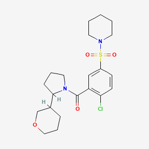 molecular formula C21H29ClN2O4S B7433696 (2-Chloro-5-piperidin-1-ylsulfonylphenyl)-[2-(oxan-3-yl)pyrrolidin-1-yl]methanone 