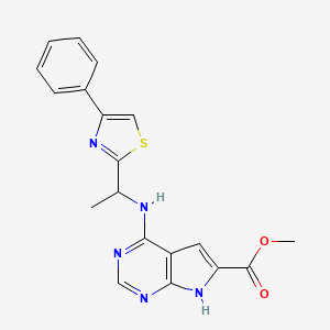 molecular formula C19H17N5O2S B7433708 methyl 4-[1-(4-phenyl-1,3-thiazol-2-yl)ethylamino]-7H-pyrrolo[2,3-d]pyrimidine-6-carboxylate 