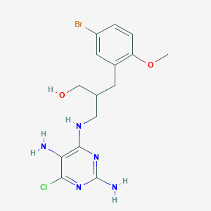 molecular formula C15H19BrClN5O2 B7433716 2-[(5-Bromo-2-methoxyphenyl)methyl]-3-[(2,5-diamino-6-chloropyrimidin-4-yl)amino]propan-1-ol 