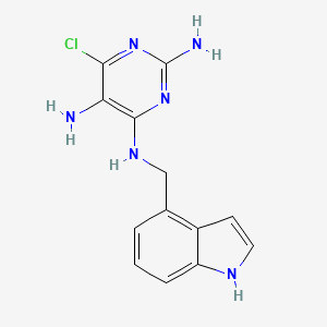 molecular formula C13H13ClN6 B7433726 6-chloro-4-N-(1H-indol-4-ylmethyl)pyrimidine-2,4,5-triamine 