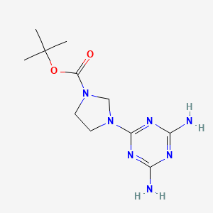 molecular formula C11H19N7O2 B7433754 Tert-butyl 3-(4,6-diamino-1,3,5-triazin-2-yl)imidazolidine-1-carboxylate 