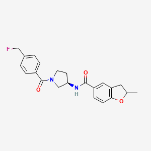 molecular formula C22H23FN2O3 B7433762 N-[(3R)-1-[4-(fluoromethyl)benzoyl]pyrrolidin-3-yl]-2-methyl-2,3-dihydro-1-benzofuran-5-carboxamide 