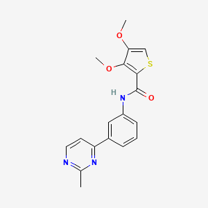 molecular formula C18H17N3O3S B7433786 3,4-dimethoxy-N-[3-(2-methylpyrimidin-4-yl)phenyl]thiophene-2-carboxamide 
