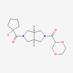 molecular formula C17H25FN2O4 B7433805 [(3aS,6aR)-5-(1-fluorocyclopentanecarbonyl)-1,3,3a,4,6,6a-hexahydropyrrolo[3,4-c]pyrrol-2-yl]-(1,4-dioxan-2-yl)methanone 