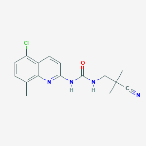 molecular formula C16H17ClN4O B7433829 1-(5-Chloro-8-methylquinolin-2-yl)-3-(2-cyano-2-methylpropyl)urea 
