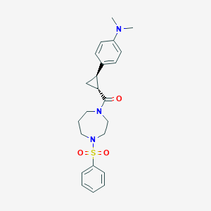 molecular formula C23H29N3O3S B7433848 [4-(benzenesulfonyl)-1,4-diazepan-1-yl]-[(1R,2R)-2-[4-(dimethylamino)phenyl]cyclopropyl]methanone 