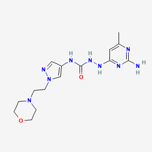 molecular formula C15H23N9O2 B7433857 1-[(2-Amino-6-methylpyrimidin-4-yl)amino]-3-[1-(2-morpholin-4-ylethyl)pyrazol-4-yl]urea 