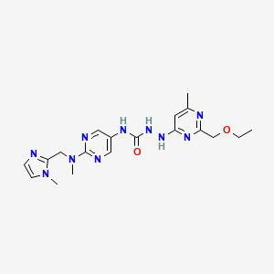 molecular formula C19H26N10O2 B7433868 1-[[2-(Ethoxymethyl)-6-methylpyrimidin-4-yl]amino]-3-[2-[methyl-[(1-methylimidazol-2-yl)methyl]amino]pyrimidin-5-yl]urea 