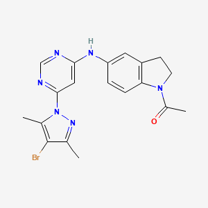 molecular formula C19H19BrN6O B7433872 1-[5-[[6-(4-Bromo-3,5-dimethylpyrazol-1-yl)pyrimidin-4-yl]amino]-2,3-dihydroindol-1-yl]ethanone 