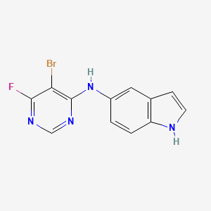 molecular formula C12H8BrFN4 B7433914 N-(5-bromo-6-fluoropyrimidin-4-yl)-1H-indol-5-amine 