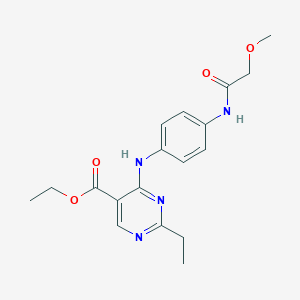 molecular formula C18H22N4O4 B7433961 Ethyl 2-ethyl-4-[4-[(2-methoxyacetyl)amino]anilino]pyrimidine-5-carboxylate 