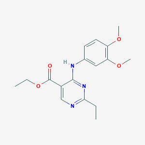 molecular formula C17H21N3O4 B7433962 Ethyl 4-(3,4-dimethoxyanilino)-2-ethylpyrimidine-5-carboxylate 