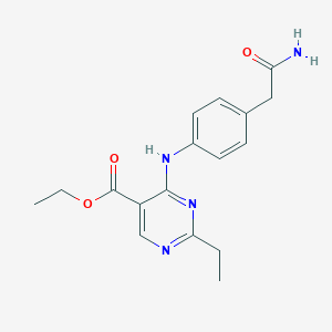 molecular formula C17H20N4O3 B7433984 Ethyl 4-[4-(2-amino-2-oxoethyl)anilino]-2-ethylpyrimidine-5-carboxylate 