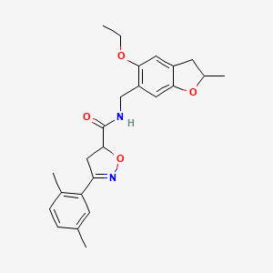 molecular formula C24H28N2O4 B7433996 3-(2,5-dimethylphenyl)-N-[(5-ethoxy-2-methyl-2,3-dihydro-1-benzofuran-6-yl)methyl]-4,5-dihydro-1,2-oxazole-5-carboxamide 