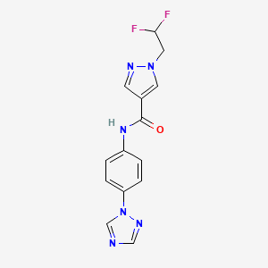 molecular formula C14H12F2N6O B7433999 1-(2,2-difluoroethyl)-N-[4-(1,2,4-triazol-1-yl)phenyl]pyrazole-4-carboxamide 