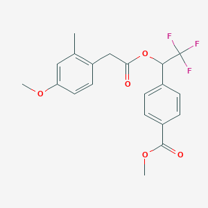 molecular formula C20H19F3O5 B7434007 Methyl 4-[2,2,2-trifluoro-1-[2-(4-methoxy-2-methylphenyl)acetyl]oxyethyl]benzoate 