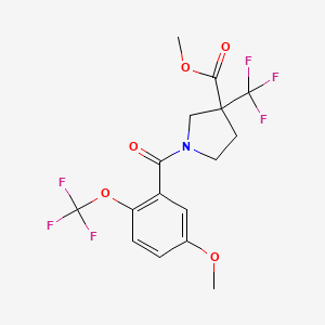 molecular formula C16H15F6NO5 B7434015 Methyl 1-[5-methoxy-2-(trifluoromethoxy)benzoyl]-3-(trifluoromethyl)pyrrolidine-3-carboxylate 