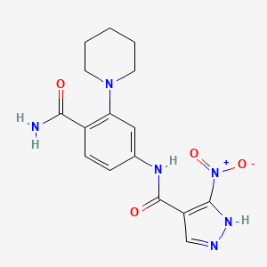 molecular formula C16H18N6O4 B7434023 N-(4-carbamoyl-3-piperidin-1-ylphenyl)-5-nitro-1H-pyrazole-4-carboxamide 