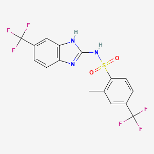 molecular formula C16H11F6N3O2S B7434033 2-methyl-4-(trifluoromethyl)-N-[6-(trifluoromethyl)-1H-benzimidazol-2-yl]benzenesulfonamide 