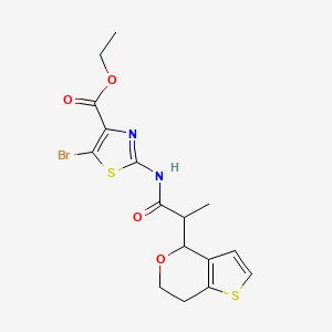 molecular formula C16H17BrN2O4S2 B7434037 ethyl 5-bromo-2-[2-(6,7-dihydro-4H-thieno[3,2-c]pyran-4-yl)propanoylamino]-1,3-thiazole-4-carboxylate 