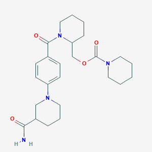 molecular formula C25H36N4O4 B7434052 [1-[4-(3-Carbamoylpiperidin-1-yl)benzoyl]piperidin-2-yl]methyl piperidine-1-carboxylate 
