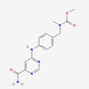 molecular formula C15H17N5O3 B7434056 methyl N-[[4-[(6-carbamoylpyrimidin-4-yl)amino]phenyl]methyl]-N-methylcarbamate 