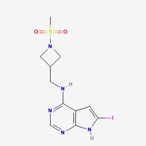 molecular formula C11H14IN5O2S B7434063 6-iodo-N-[(1-methylsulfonylazetidin-3-yl)methyl]-7H-pyrrolo[2,3-d]pyrimidin-4-amine 