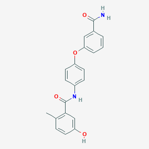 molecular formula C21H18N2O4 B7434067 N-[4-(3-carbamoylphenoxy)phenyl]-5-hydroxy-2-methylbenzamide 